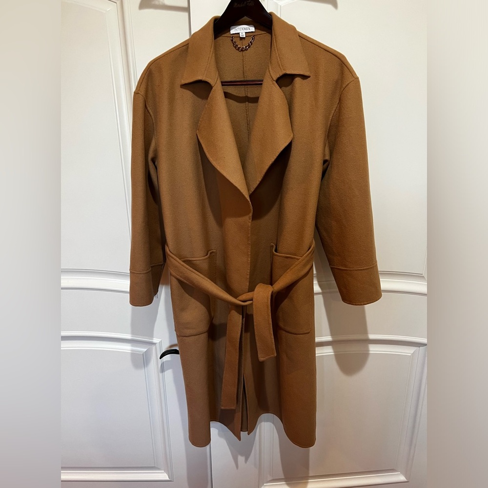 INTERMIX Janette Wool-Blend Wrap Coat Size XL